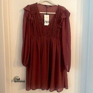 Long Sleeve V-Neck Ruffle Lace Cocktail Dress Bohemian Chic - Brand New !